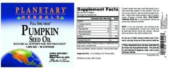 Planetary Herbals Full Spectrum Pumpkin Seed Oil 1,000 mg - herbal supplement