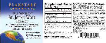 Planetary Herbals Full Spectrum St. John's Wort Extract 600 mg - herbal supplement