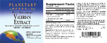 Planetary Herbals Full Spectrum Valerian Extract 650 mg - herbal supplement