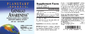 Planetary Herbals Ginkgo Awareness - herbal supplement
