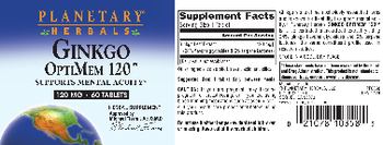 Planetary Herbals Ginkgo OptiMem 120 120 mg - herbal supplement