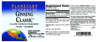 Planetary Herbals Ginseng Classic 710 mg - herbal supplement