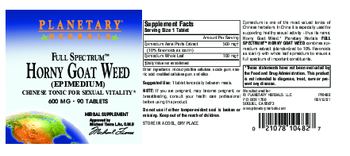Planetary Herbals Horny Goat Weed 600 mg - herbal supplement