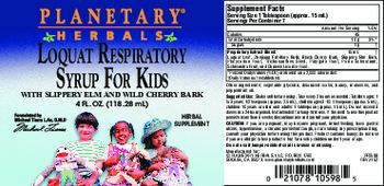 Planetary Herbals Loquat Respiratory Syrup For Kids - herbal supplement