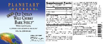 Planetary Herbals Old Indian Wild Cherry Bark Syrup - herbal supplement