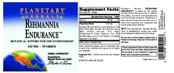 Planetary Herbals Rehmannia Endurance - herbal supplement