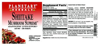 Planetary Herbals Shiitake Mushroom Supreme - herbal supplement