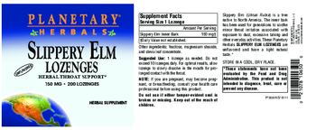 Planetary Herbals Slippery Elm Lozenges 150 mg Unflavored - herbal supplement