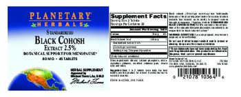 Planetary Herbals Standardized Black Cohosh Extract 2.5% 80 mg - herbal supplement