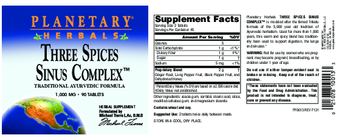 Planetary Herbals Three Spices Sinus Complex 1,000 mg - herbal supplement
