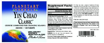 Planetary Herbals Yin Chiao Classic 450 mg - herbal supplement