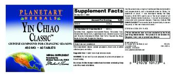 Planetary Herbals Yin Chiao Classic 450 mg - herbal supplement