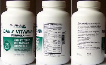 PlusPharma Daily Vitamin Formula - high potency multivitamin supplement