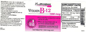 PlusPharma Vitamin B-12 1000 mcg - supplement