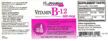 PlusPharma Vitamin B-12 500 mcg - supplement