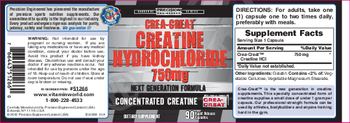 Precision Engineered Crea-Crete Creatine Hydrochloride 750 mg - supplement