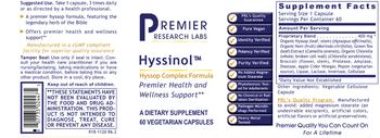 Premier Research Labs Hyssinol - supplement