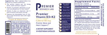 Premier Research Labs Premier Vitamin D3+K2 - supplement