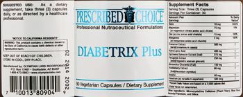 Prescribed Choice Diabetrix Plus - supplement