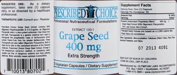 Prescribed Choice Grape Seed 400 mg Extra Strength - supplement