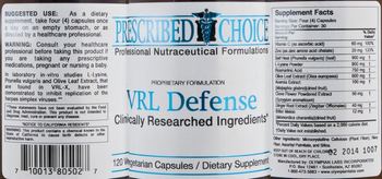 Prescribed Choice VRL Defense - supplement