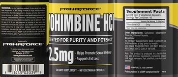PrimaForce Yohimbine HCl 2.5 mg - supplement