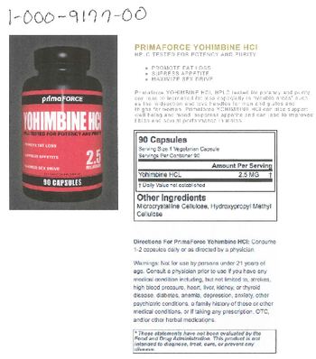 PrimaForce Yohimbine HCl - supplement