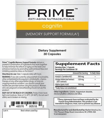 Prime Cognitin Memory Support Formula - supplement