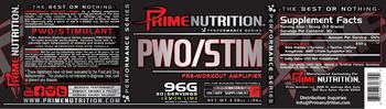 Prime Nutrition Performance Series PWO/STIM Pre-Workout Amplifier Lemon Lime - supplement