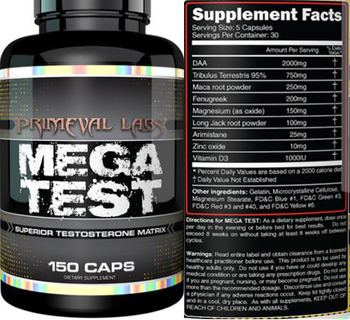Primeval Labs Mega Test - supplement