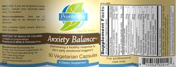 Priority One Nutritional Supplements Anxiety Balance - supplement