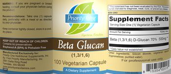 Priority One Nutritional Supplements Beta Glucan (1,3/1,6) - supplement