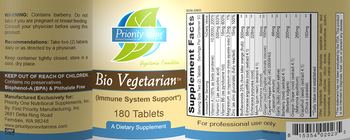 Priority One Nutritional Supplements Bio Vegetarian - supplement
