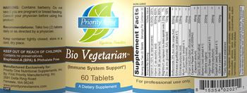 Priority One Nutritional Supplements Bio Vegetarian - supplement