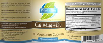 Priority One Nutritional Supplements Cal Mag+D3 - supplement