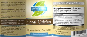Priority One Nutritional Supplements Coral Calcium - supplement