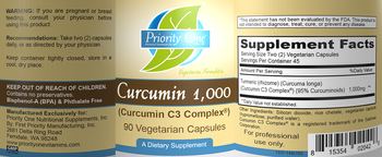 Priority One Nutritional Supplements Curcumin 1,000 - supplement