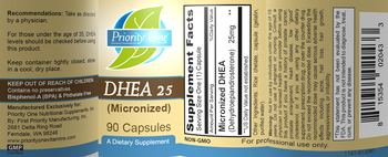 Priority One Nutritional Supplements DHEA 25 - supplement