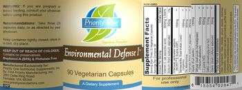 Priority One Nutritional Supplements Environmental Defense 1 - supplement