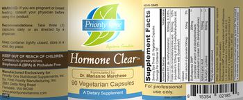 Priority One Nutritional Supplements Hormone Clear - supplement