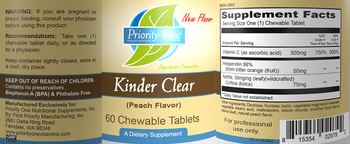 Priority One Nutritional Supplements Kinder Clear (Peach Flavor) - supplement
