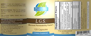 Priority One Nutritional Supplements L.G.S. - supplement