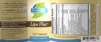 Priority One Nutritional Supplements Lipo Plus - supplement