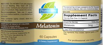 Priority One Nutritional Supplements Melatonin - supplement
