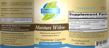 Priority One Nutritional Supplements Moisture Within - supplement