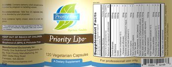 Priority One Nutritional Supplements Priority Lipo - supplement