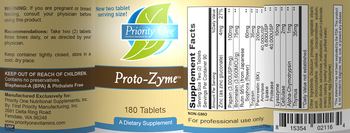 Priority One Nutritional Supplements Proto-Zyme - supplement