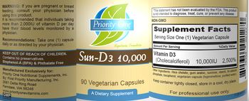Priority One Nutritional Supplements Sun-D3 10,000 - supplement