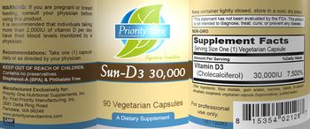 Priority One Nutritional Supplements Sun-D3 30,000 - supplement