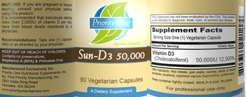 Priority One Nutritional Supplements Sun-D3 50,000 - supplement